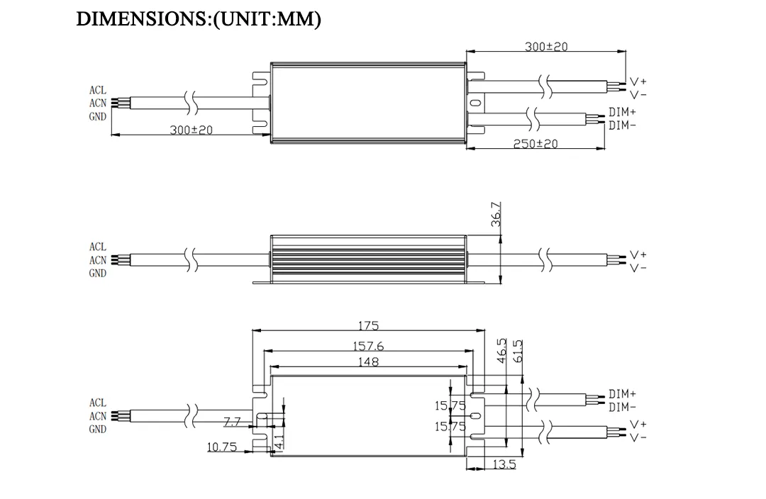 200w 24v led power supply size